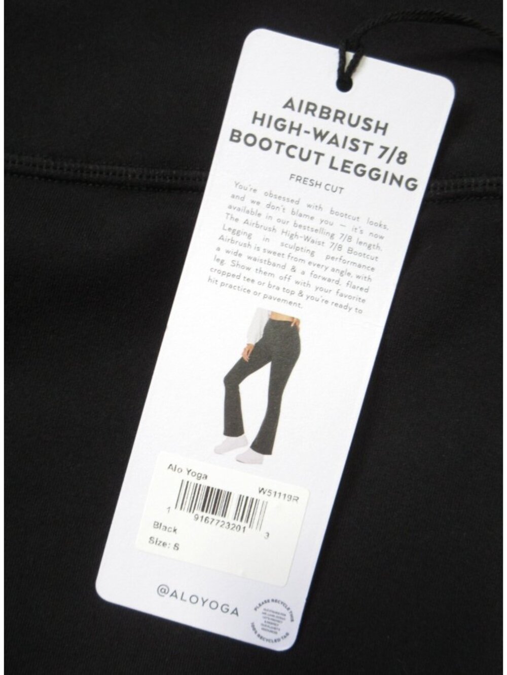 NWT Alo W51119R Airbrush High-Waist 7/8 Bootcut Legging in Black Stretch S - Picture 3 of 7